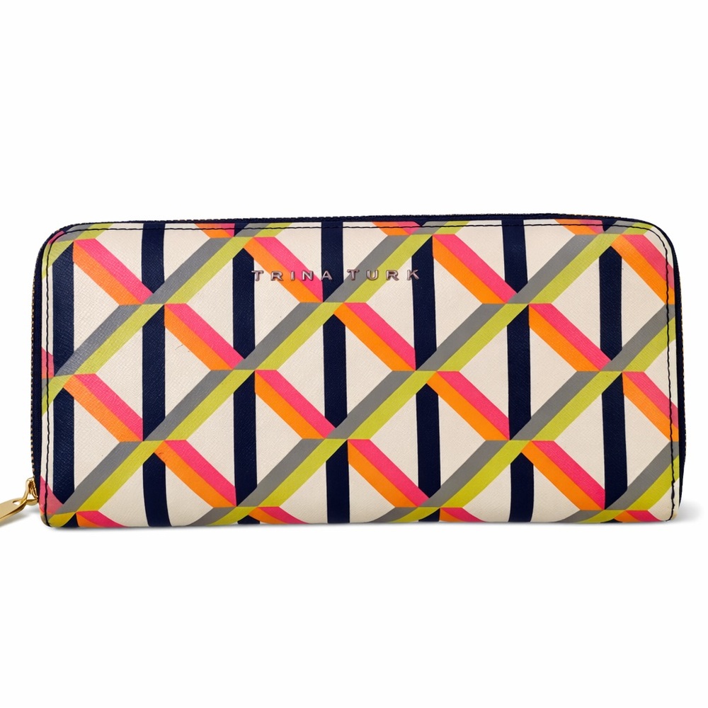 TRINA TURK Shanty Geo Zip Wristlet! - Picture 1 of 7